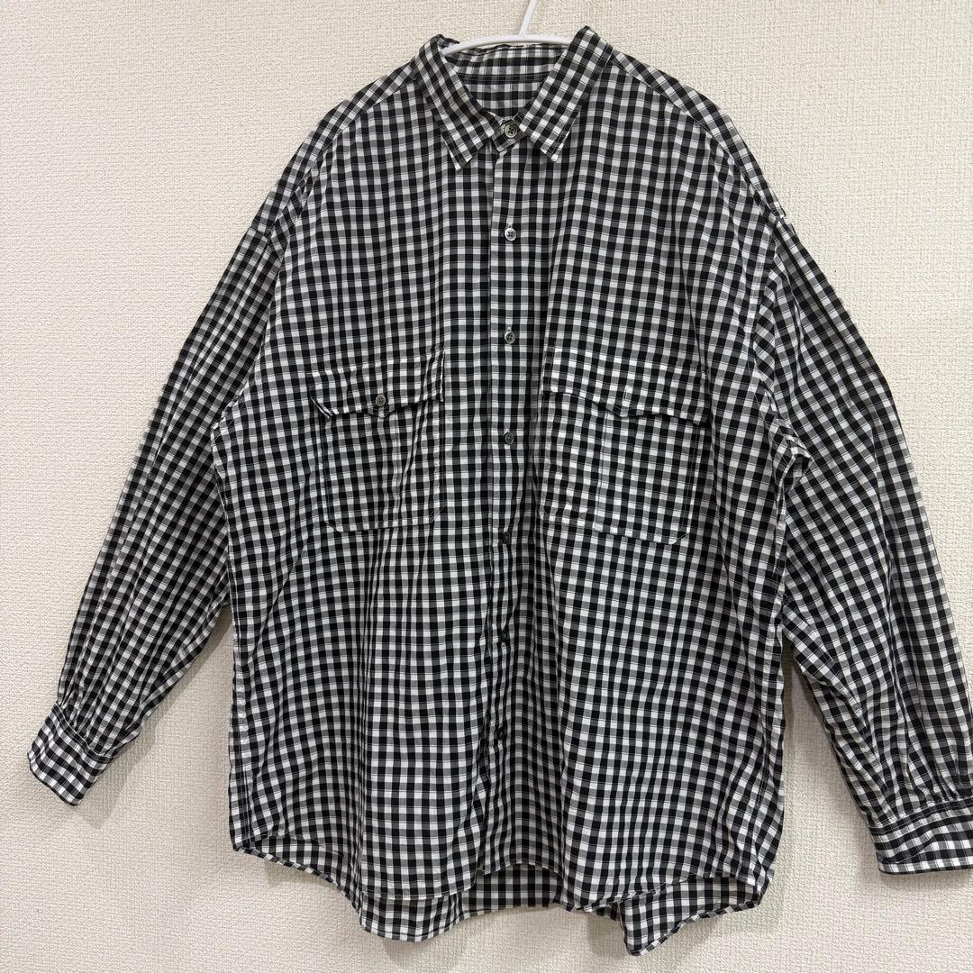 ポータークラシック ロールアップシャツ ギンガムチェック ブラック　Lサイズ