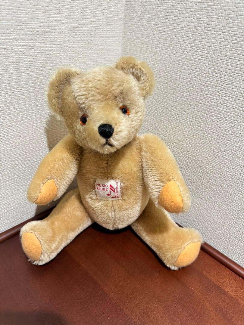 リュージュ オルゴール入首振りテディベアreugeテディベアのピクニック