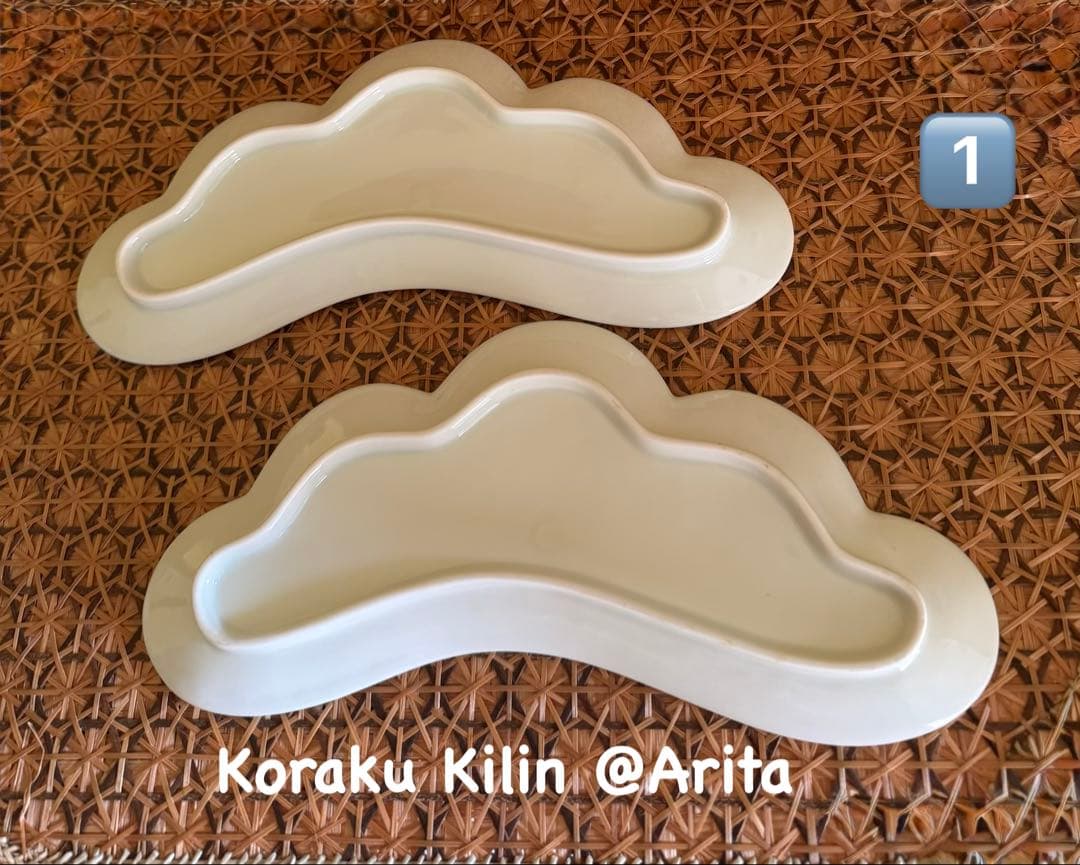 未使用　有田焼 松葉形前菜皿 4枚セット