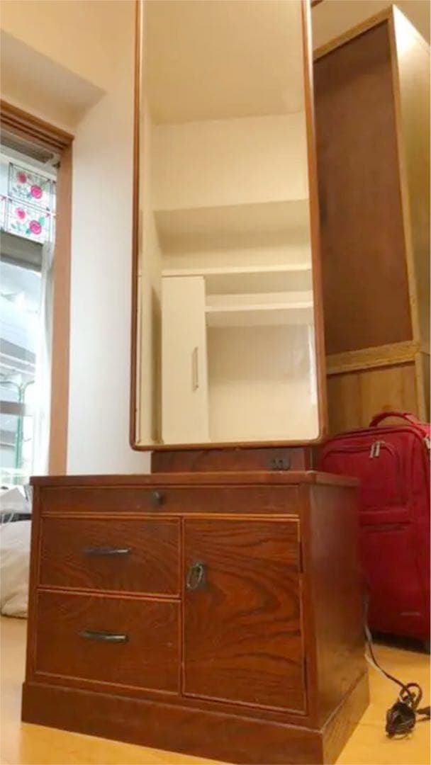 和風 姿見 引き出し コンセント付