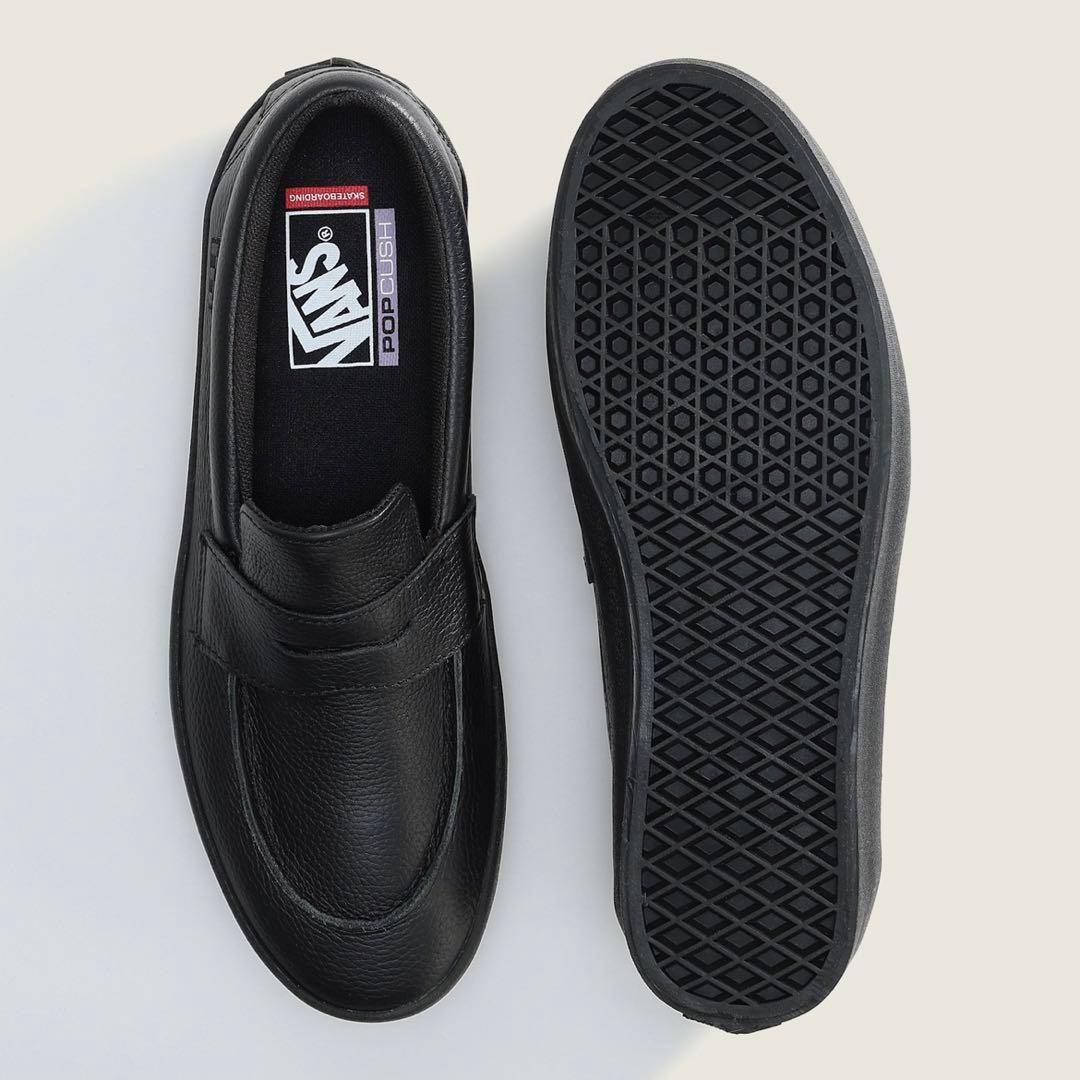 VANS スニーカー　スケート　ローファー　レザー　ブラック　24cm