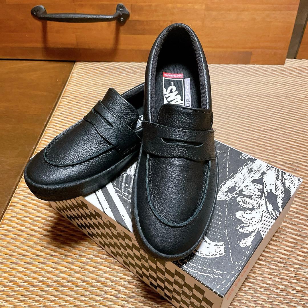 VANS スニーカー　スケート　ローファー　レザー　ブラック　24cm