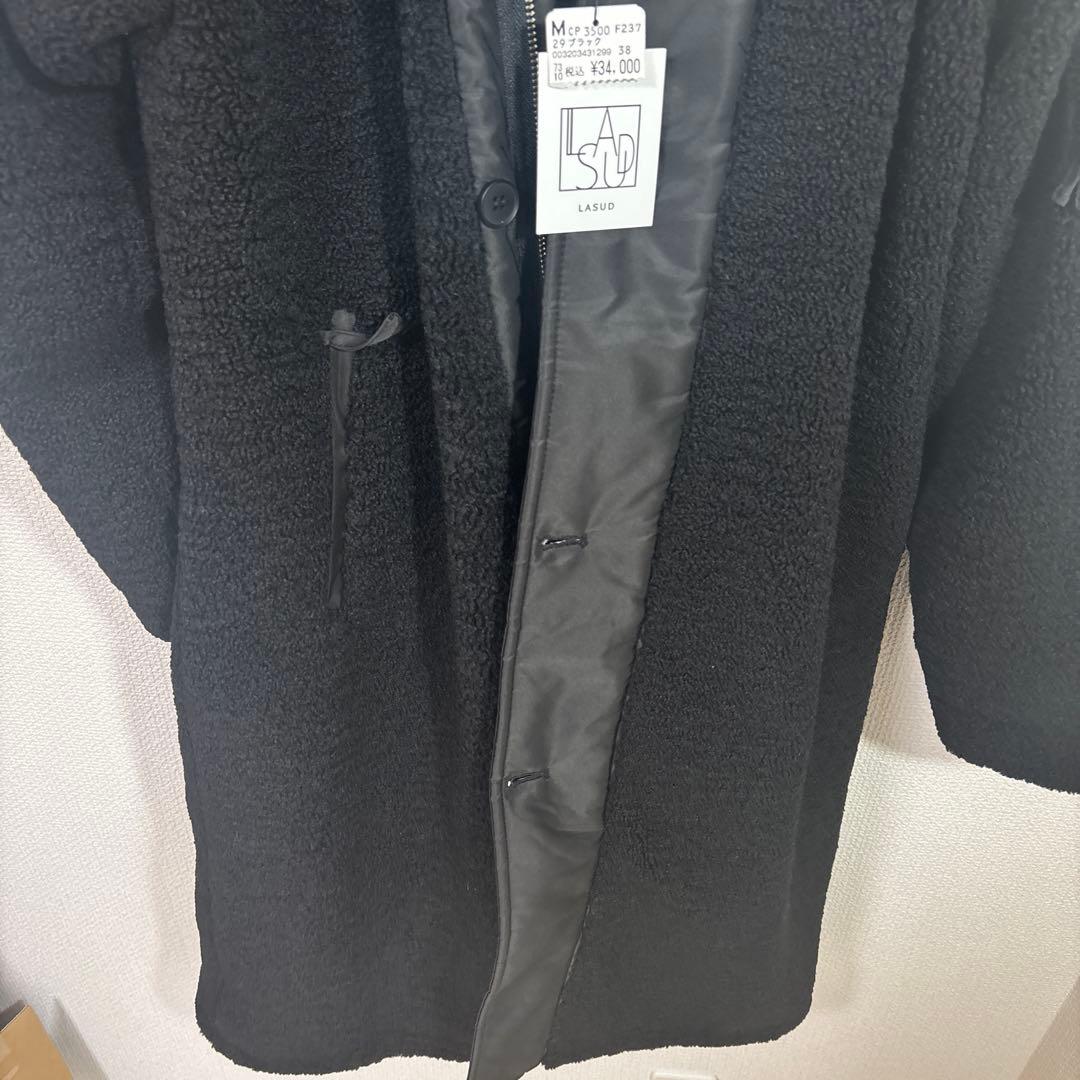 LASUD ファーボアコート　ブラック　未使用品　サイズ9号　定価34000円