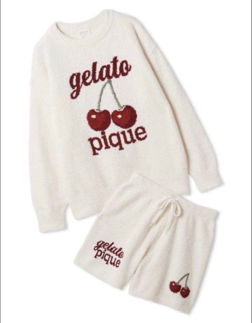 ジェラートピケ べビモコチェリージャガードプルオーバー&ショートパンツセット