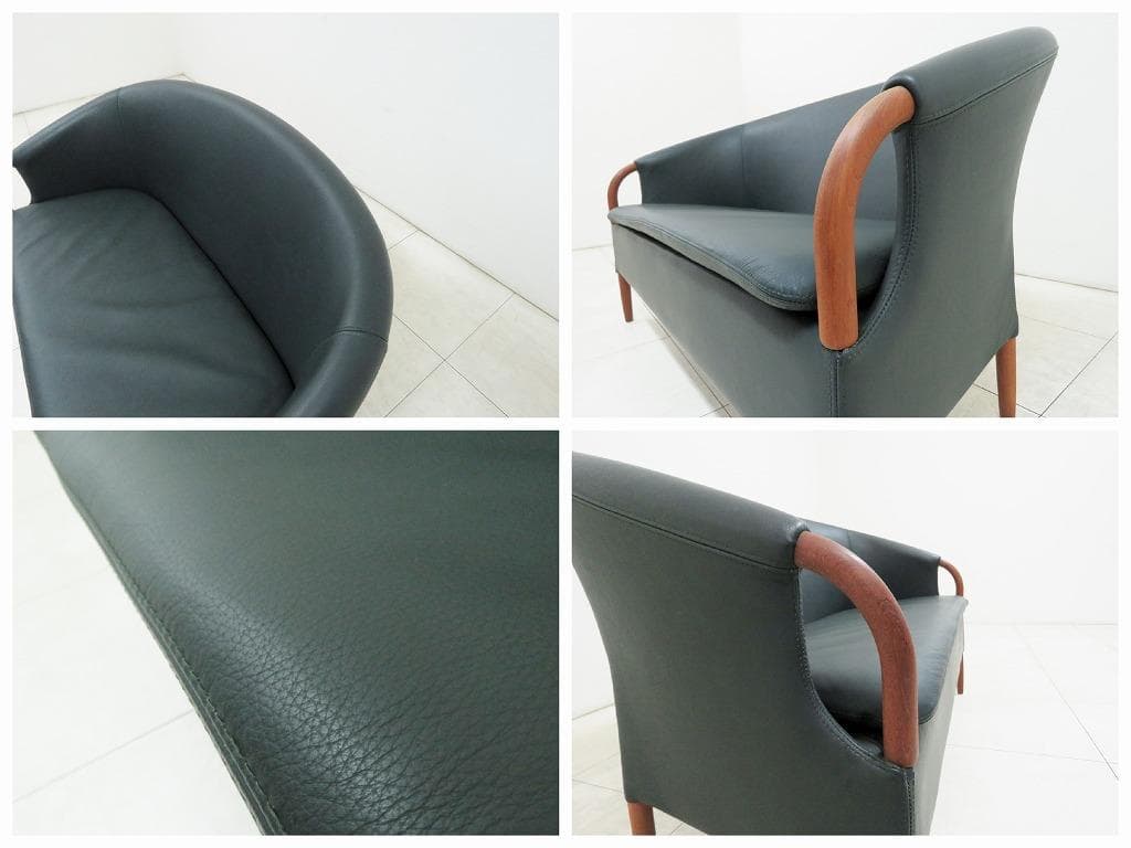 デンマーク NIELAUS&JEKI MOBLER 2人掛けソファ 本革×チーク