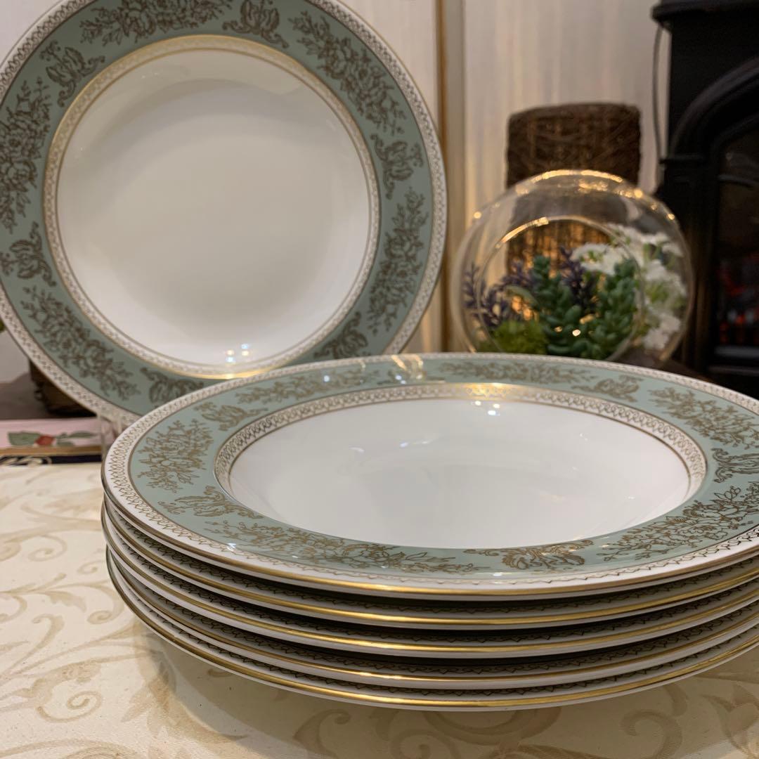 ウェッジウッド コロンビア　セージグリーン 23cmサラダボウル6枚