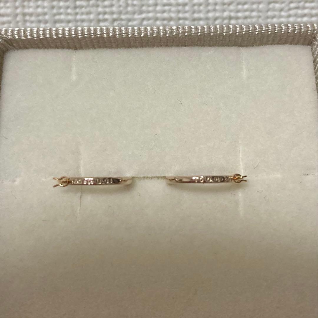 ete グレーダイヤ フープピアス