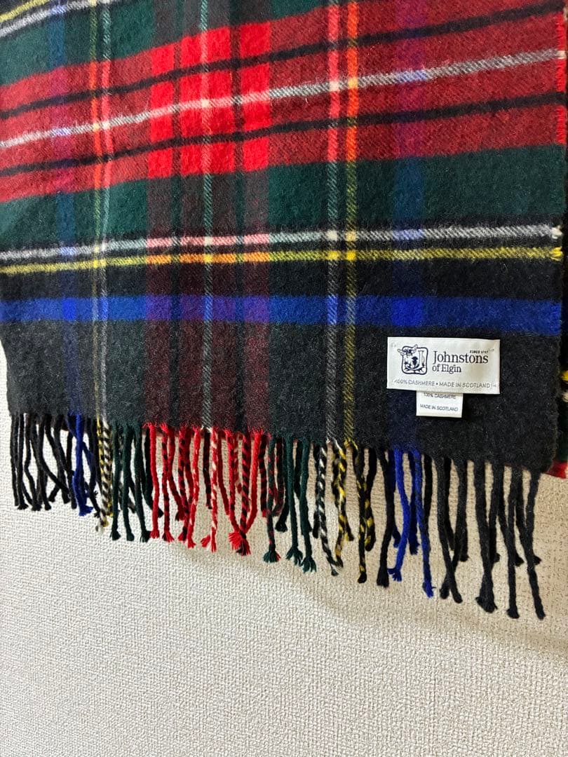 ジョンストンズ カシミヤ100% 中判ストール　チャコールグレースチュワート