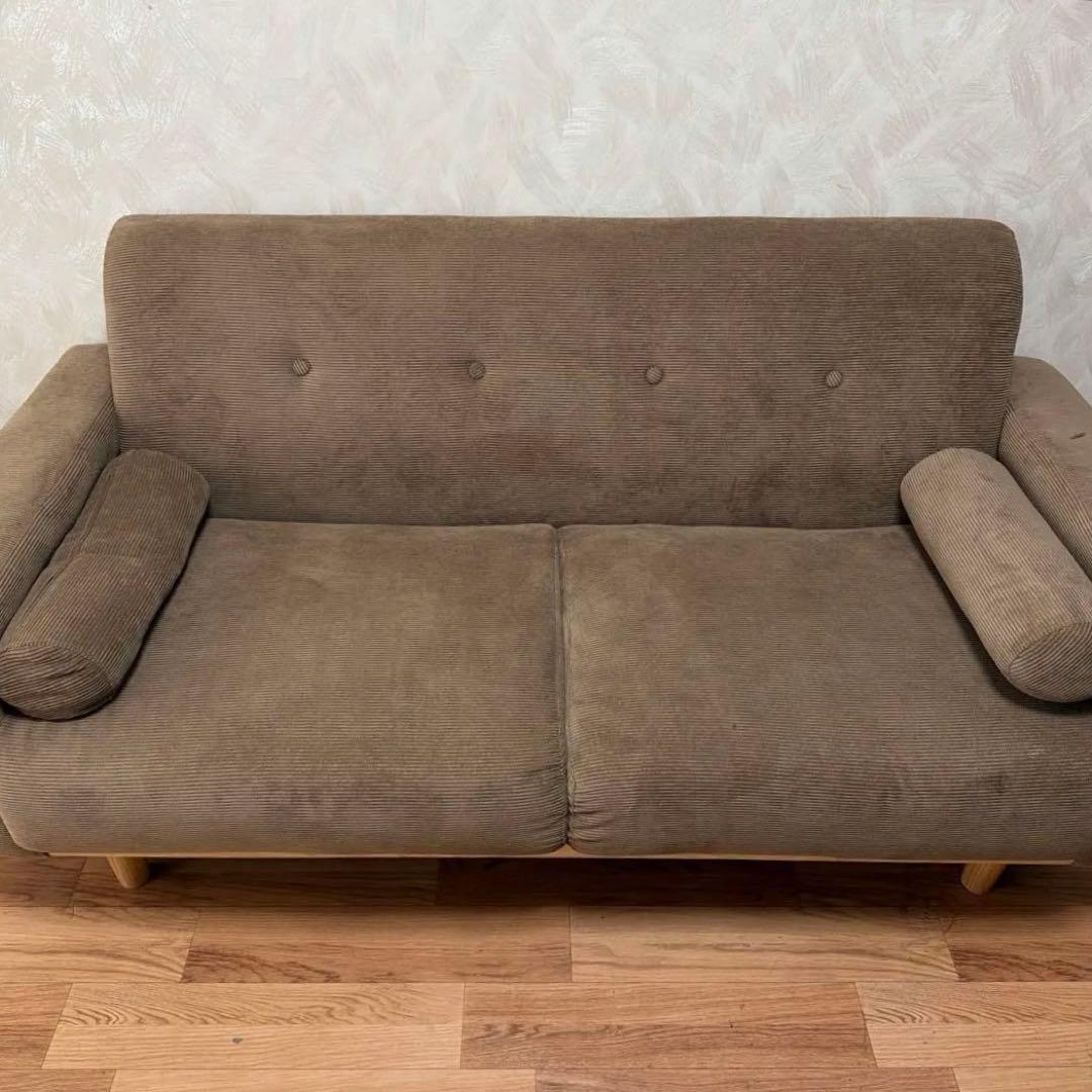 LOWYA 2人掛け 天然木脚ソファ モカ