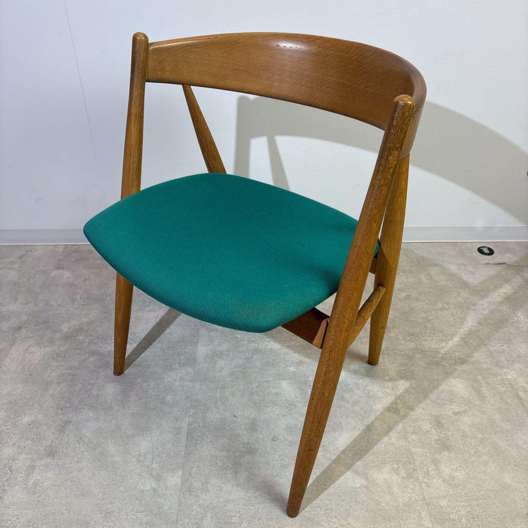 柏木工　ナチュラル　ターコイズブルー　アームチェア　ロビーチェア