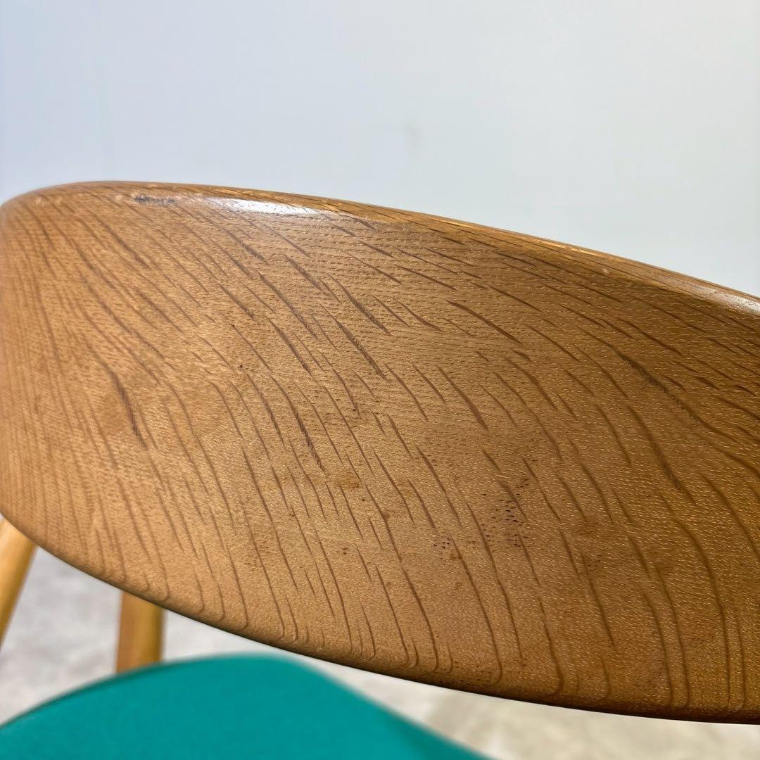 柏木工　ナチュラル　ターコイズブルー　アームチェア　ロビーチェア