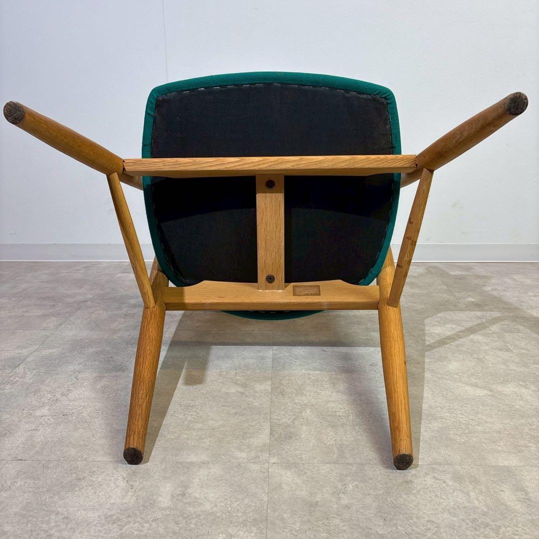 柏木工　ナチュラル　ターコイズブルー　アームチェア　ロビーチェア