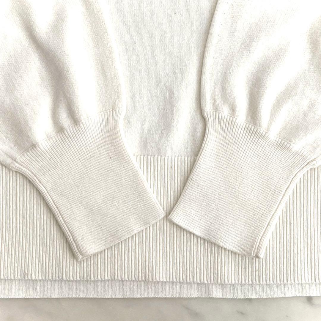 アドーア 春ニット セーター コットン カシミヤ リボン アイボリー 38
