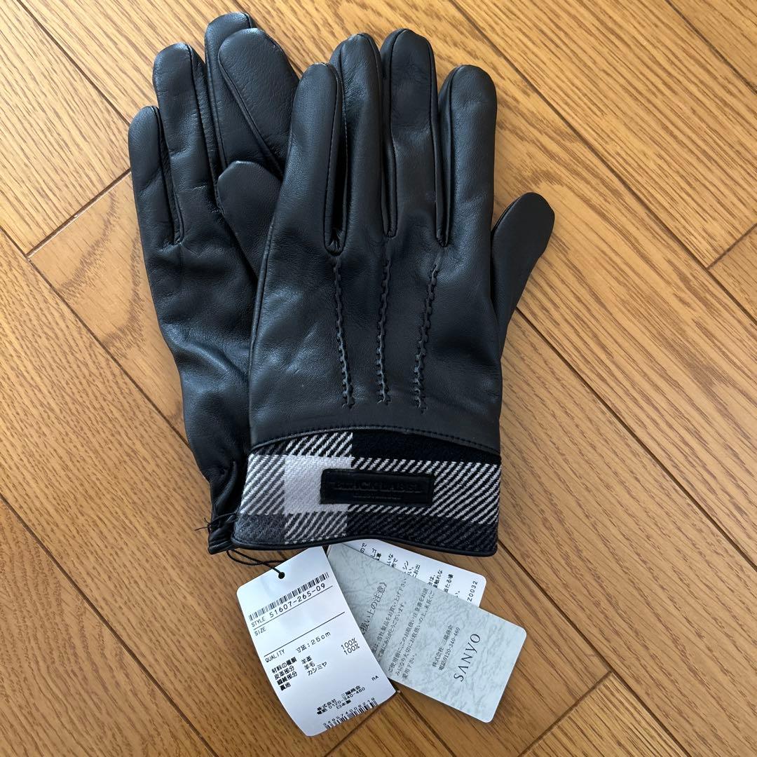 BLACK LABEL レザー手袋 Lサイズ チェック柄