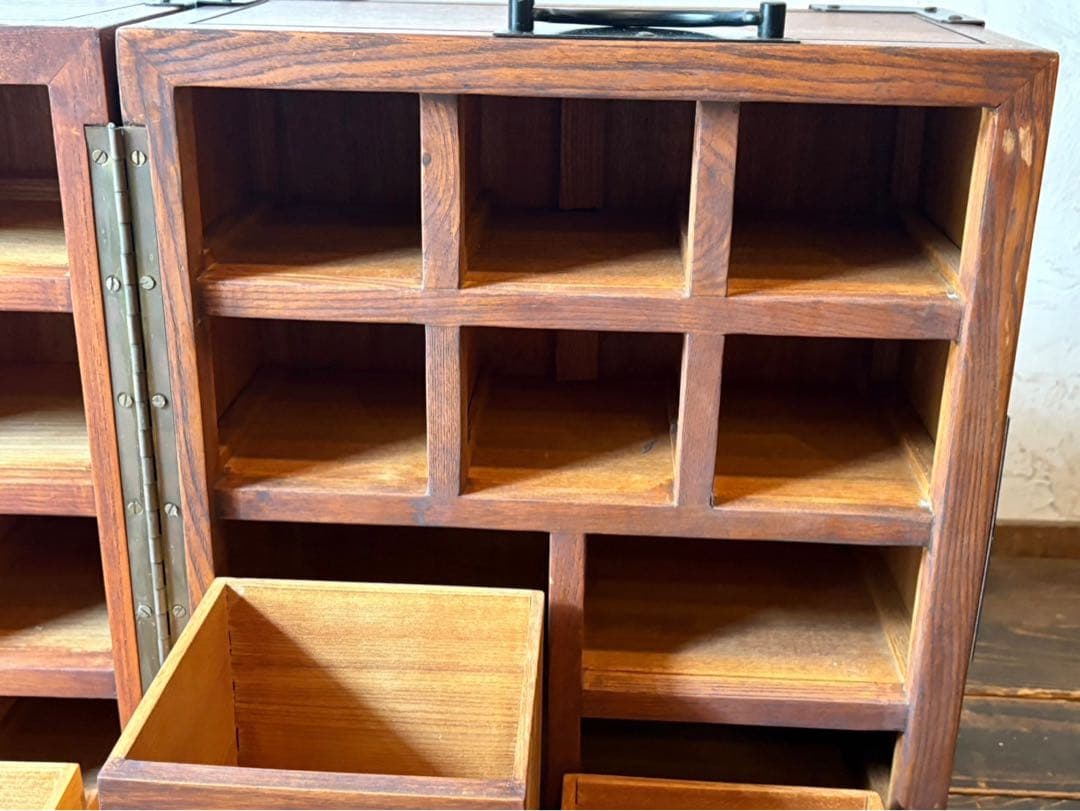 折りたたみ式 薬箪笥 多引出 年代物 インテリア アンティーク 昭和レトロ当時物