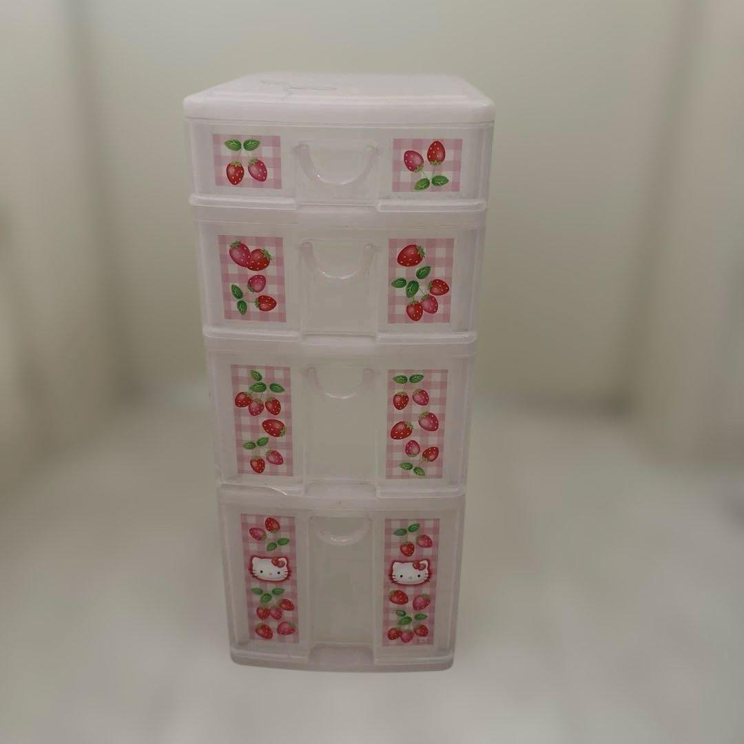 希少 1999年製 ハローキティ 4段チェスト いちご 平成レトロ サンリオ