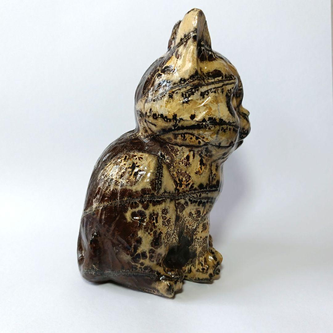 BIG✨ ピクチャージャスパー　絵画碧玉　お座り猫　天然石　パワーストーン　置物