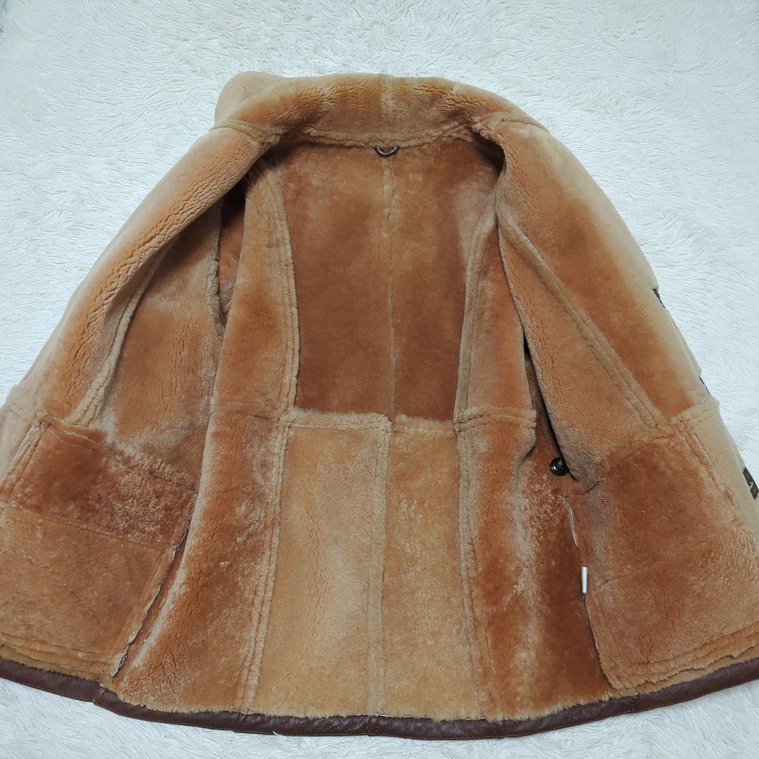 美品✨リアルムートンコート メンズ Lサイズ 羊革 本革 ブラウン ボア