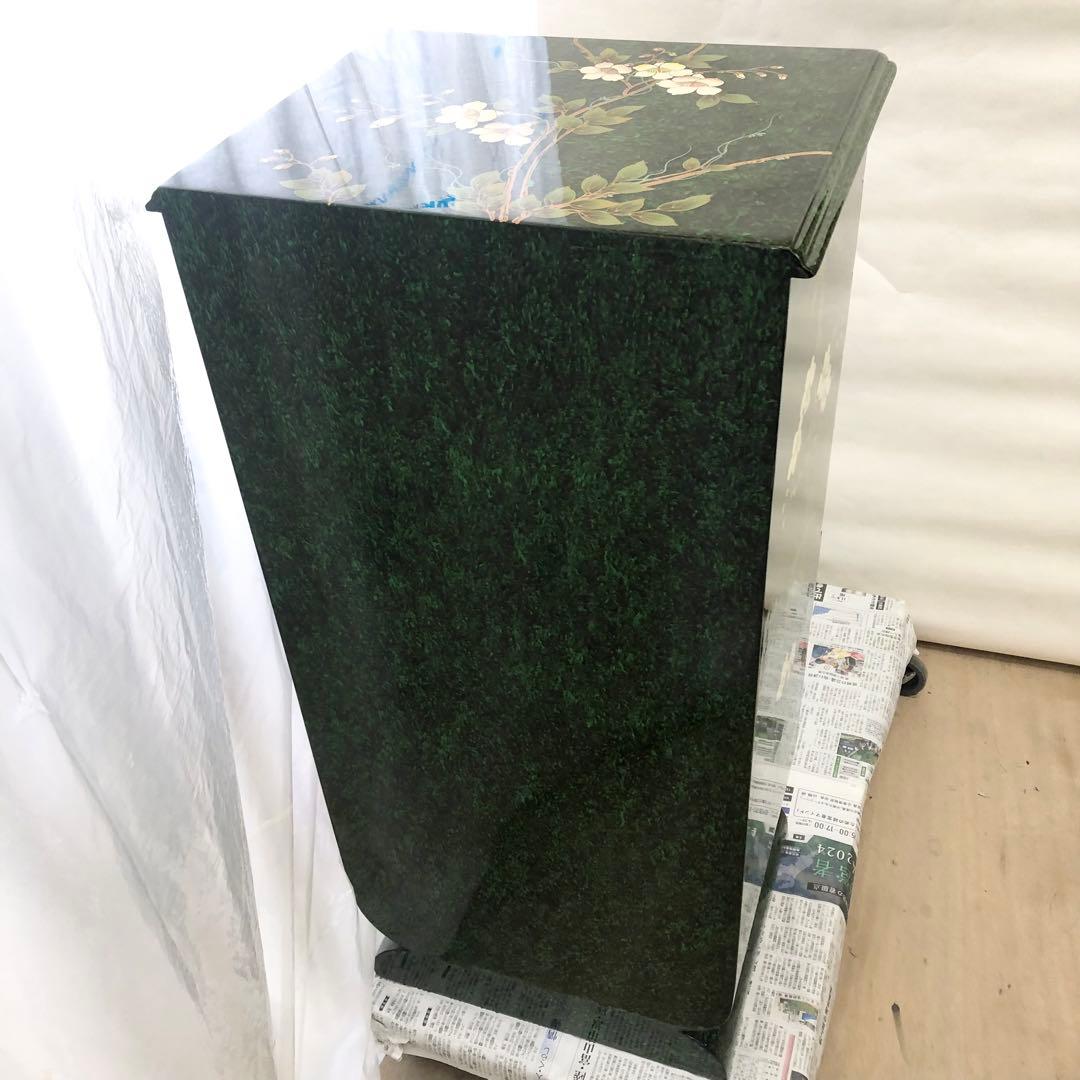 中国美術 シノワズリ様式 花模様 キャビネット 8段チェスト 李朝 緑