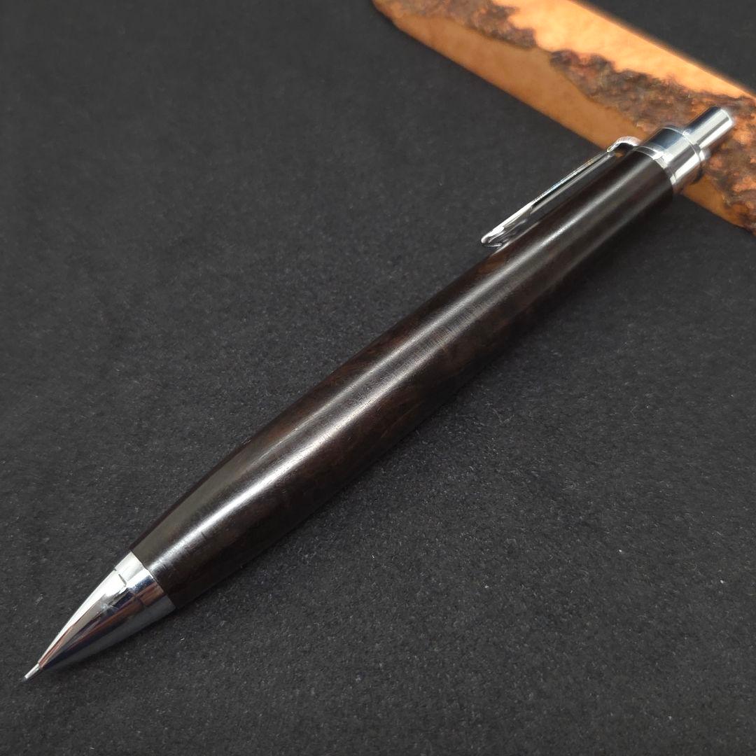 No.37ハンドメイド木軸シャーペンアフリカンブラックウッド杢