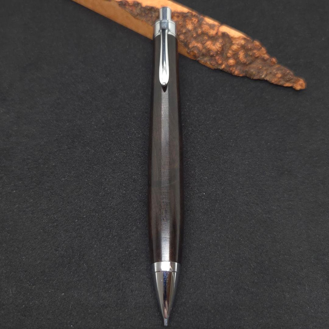 No.37ハンドメイド木軸シャーペンアフリカンブラックウッド杢