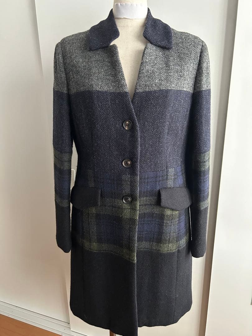 パッチワークウールコート