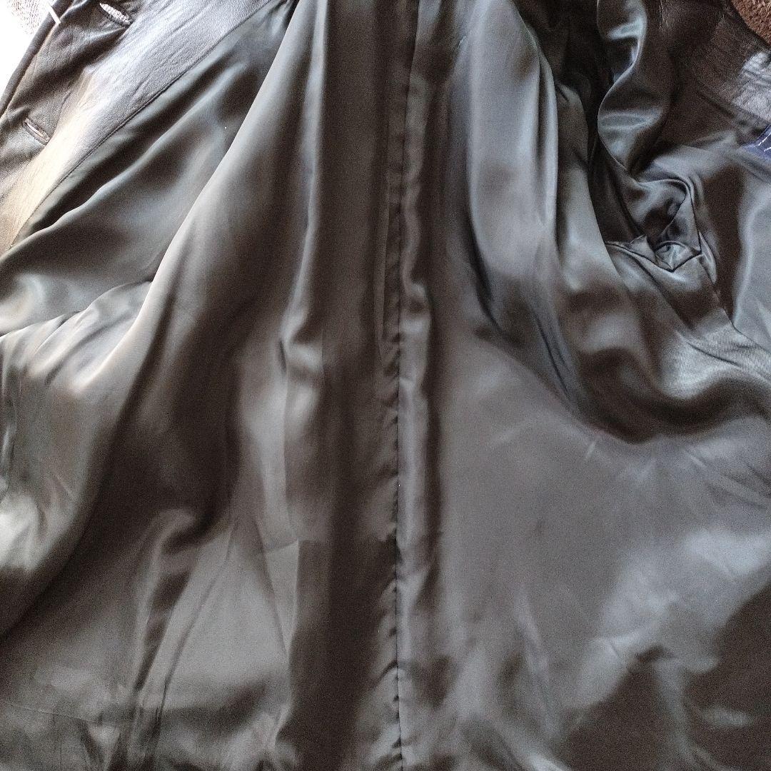 ROPE ラムレザー キルティングコート 金ボタン 羊革 ブラック