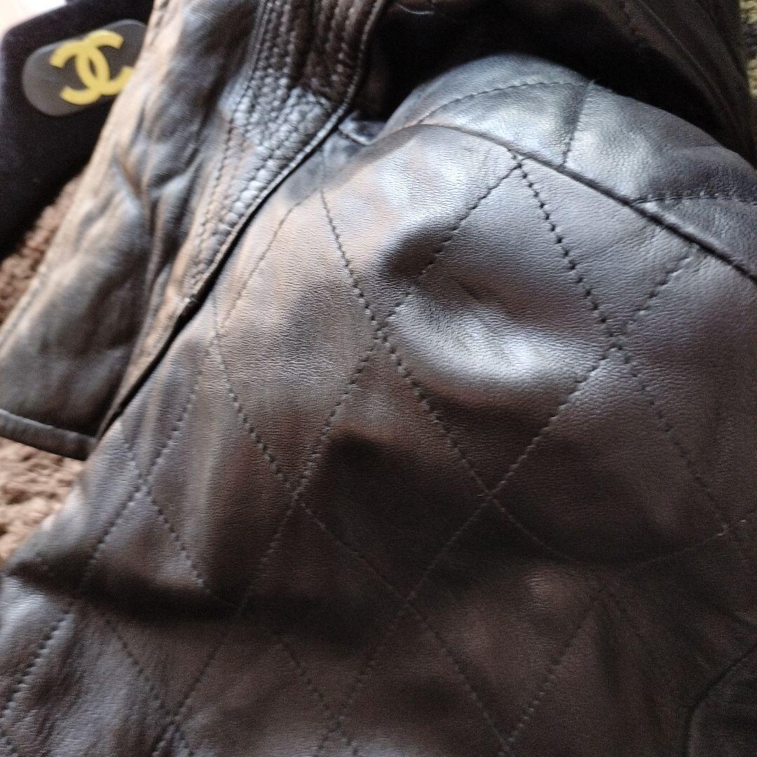 ROPE ラムレザー キルティングコート 金ボタン 羊革 ブラック