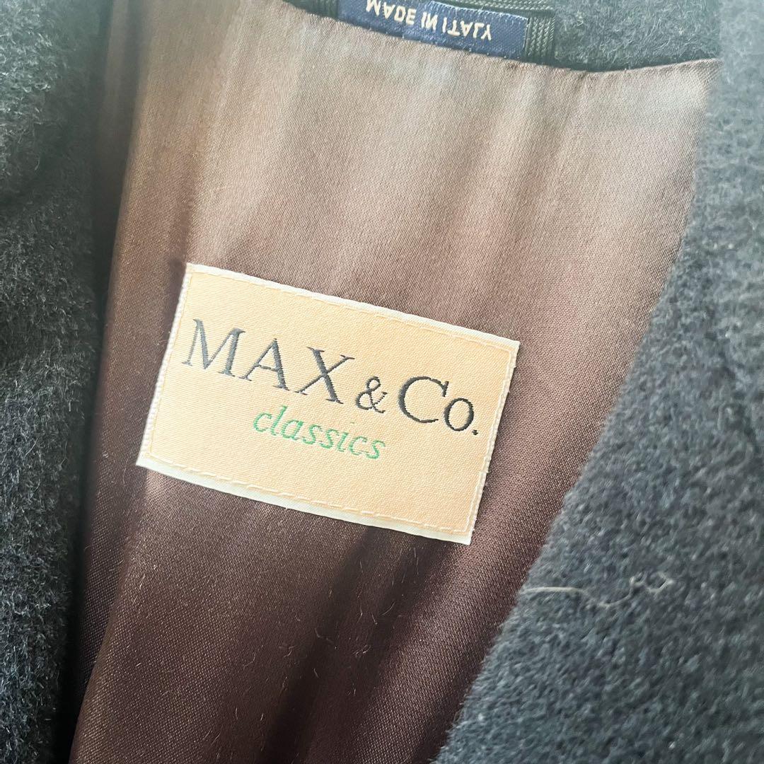 着丈126cm マックスマーラ &コー ダブルブレストコート モヘヤ ブラック