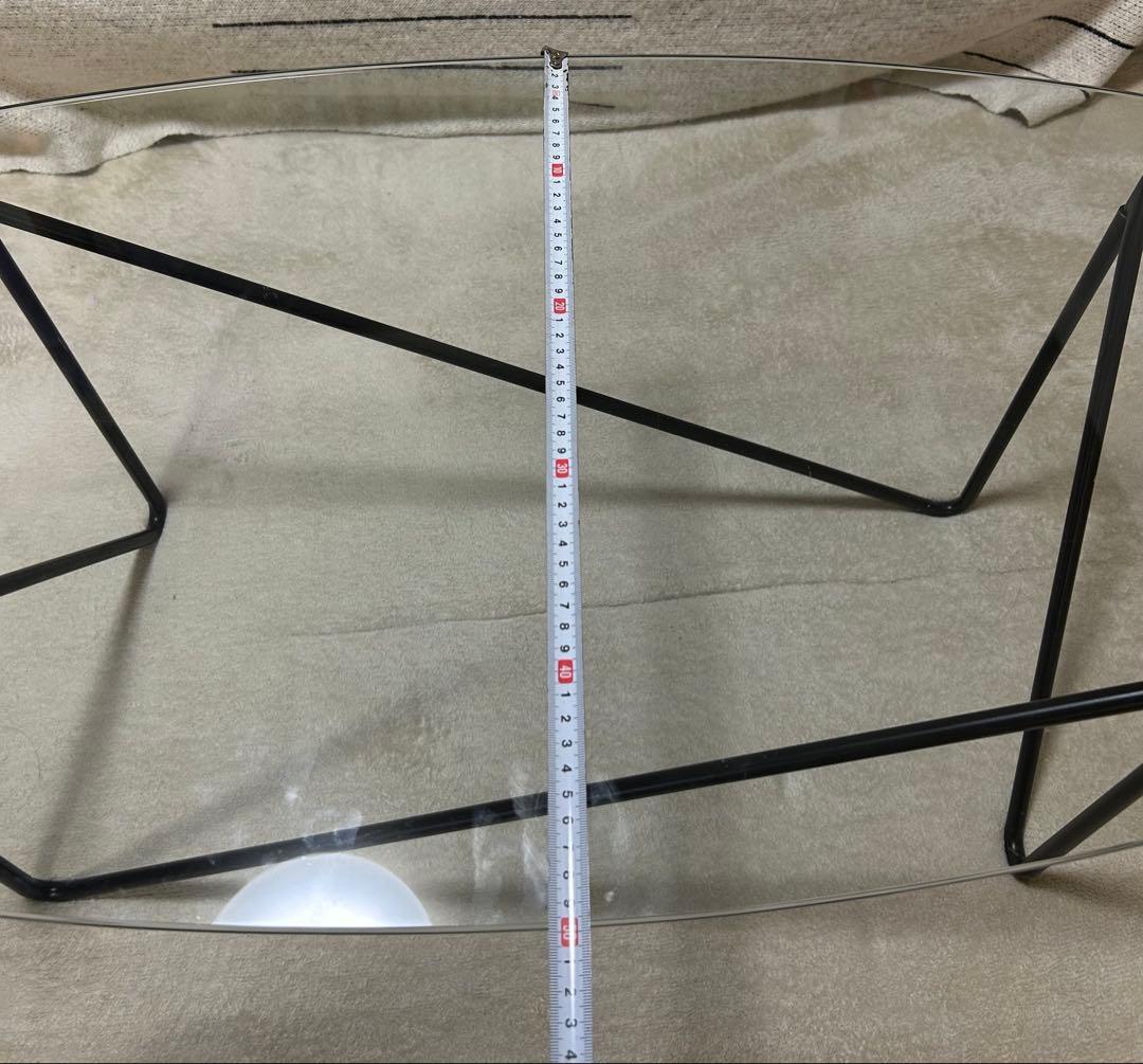 オーバルガラスセンターテーブル