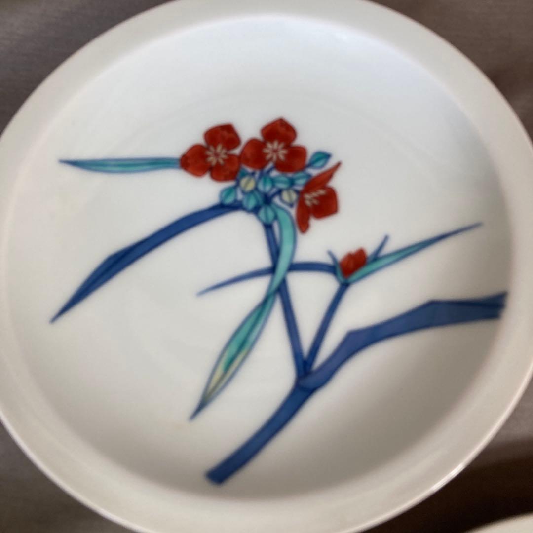 【今右衛門】色鍋島の伝統　人間国宝　十三代今泉今右衛門作　錦絵変り花絵　銘々皿揃