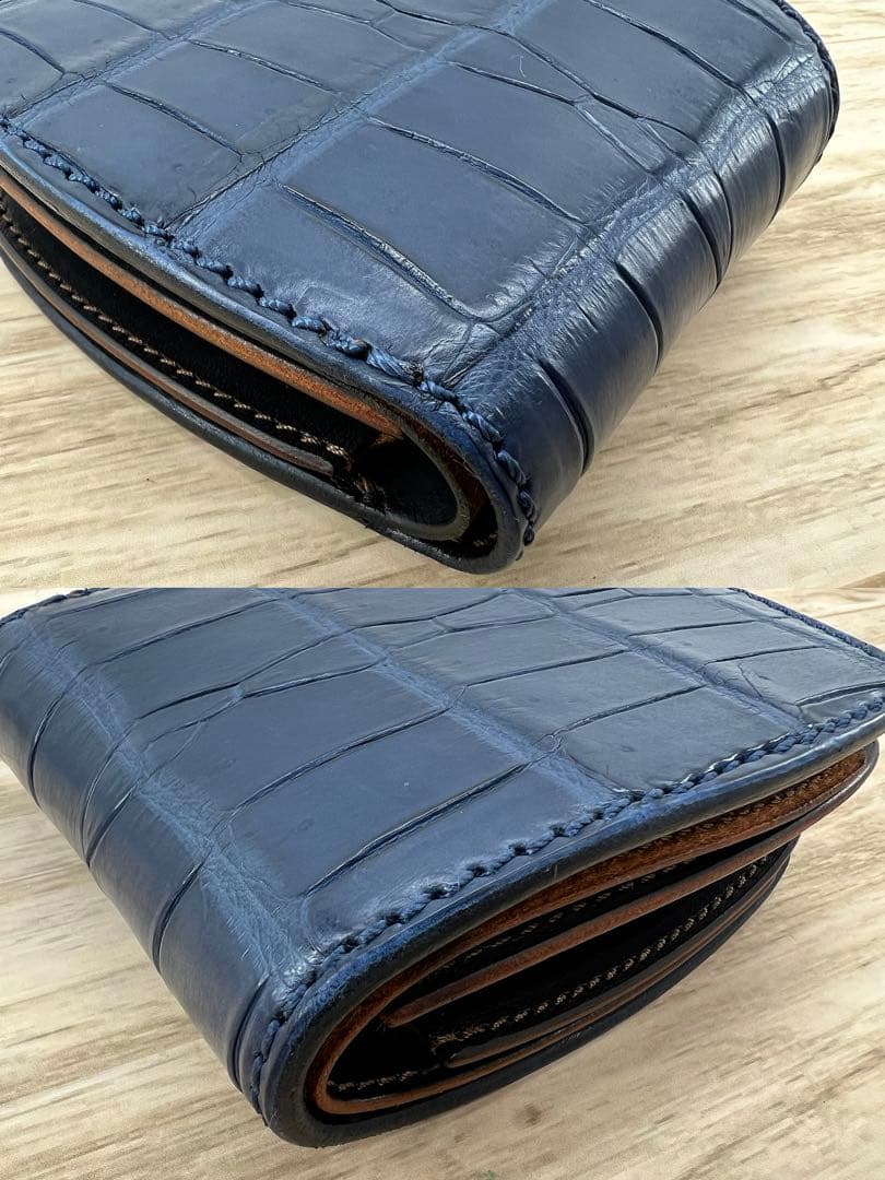 MANIFOLD マニフォールド クロコ型押し 折り財布 レザー