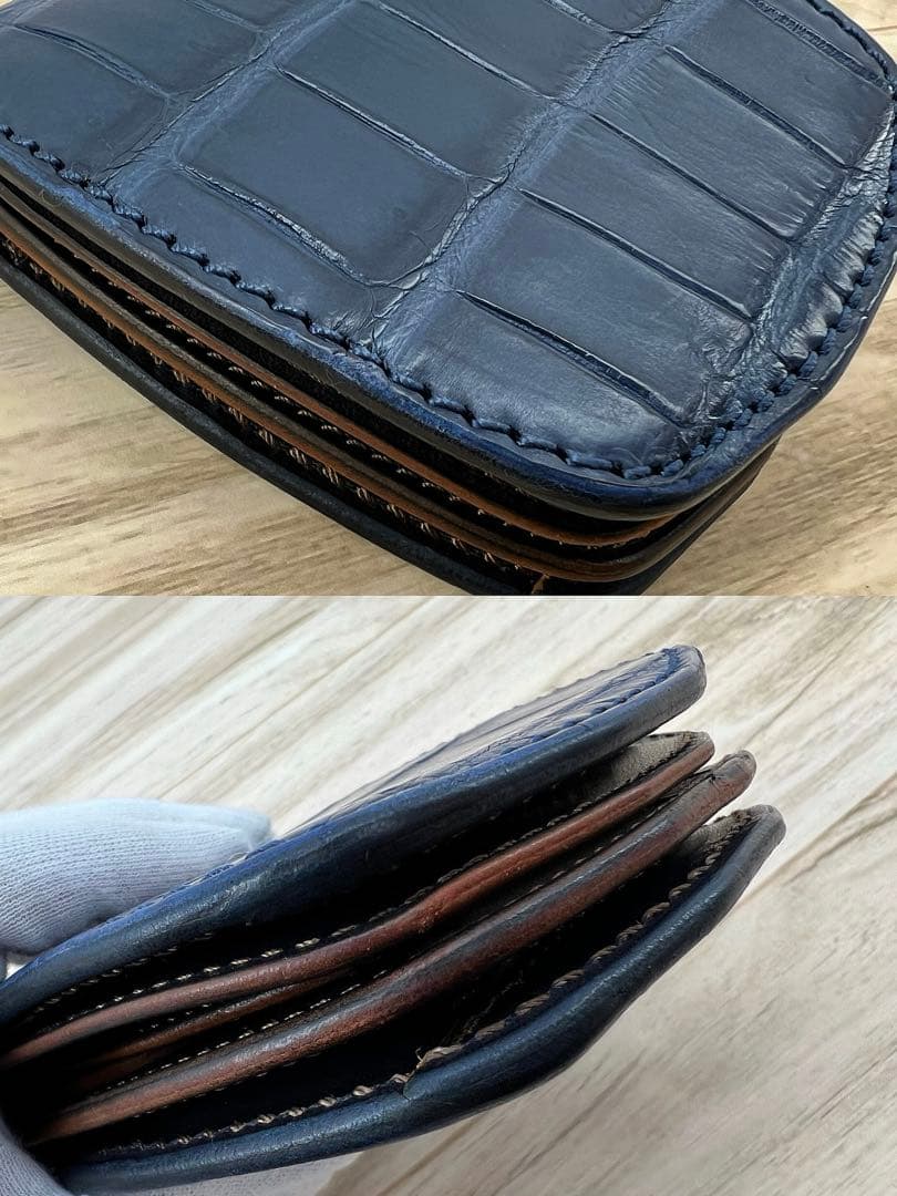 MANIFOLD マニフォールド クロコ型押し 折り財布 レザー