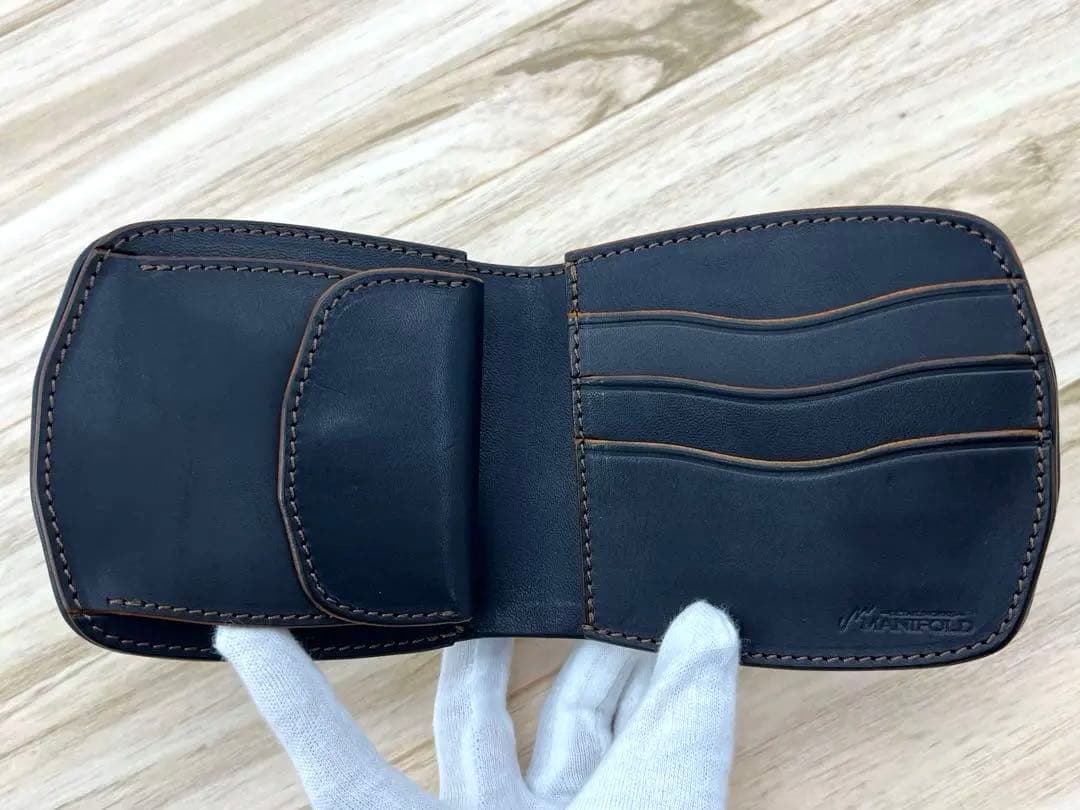 MANIFOLD マニフォールド クロコ型押し 折り財布 レザー