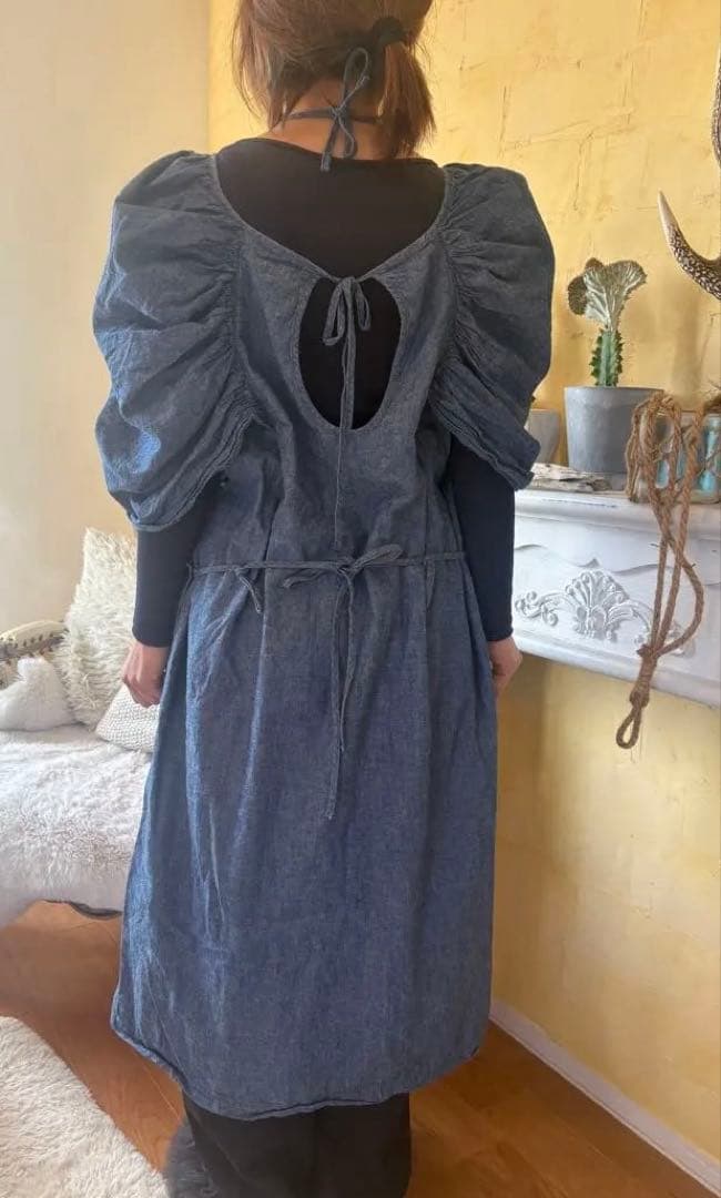 キャピタル　デニム風ボリュームスリーブワンピース