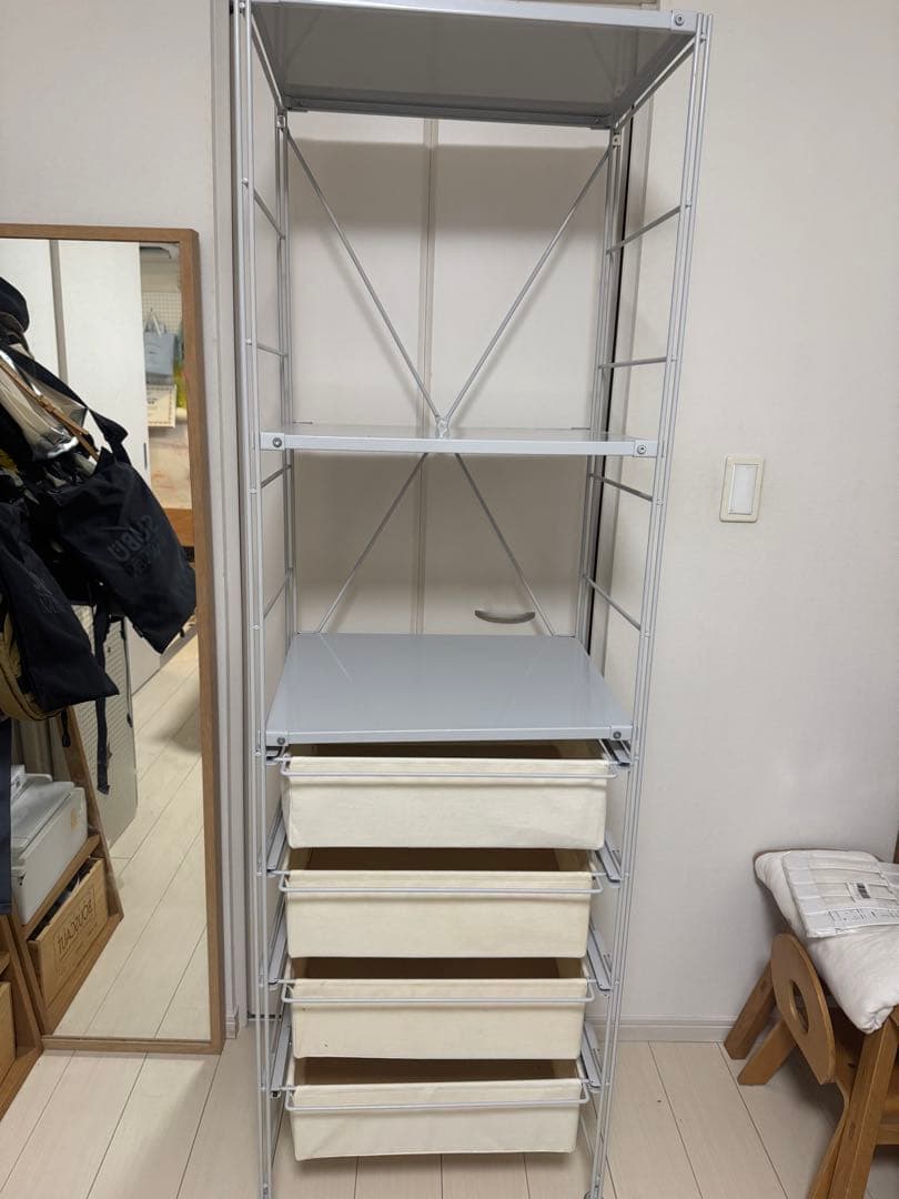 無印良品スチールユニットシェルフ　帆布引き出し4段　キャスター付き