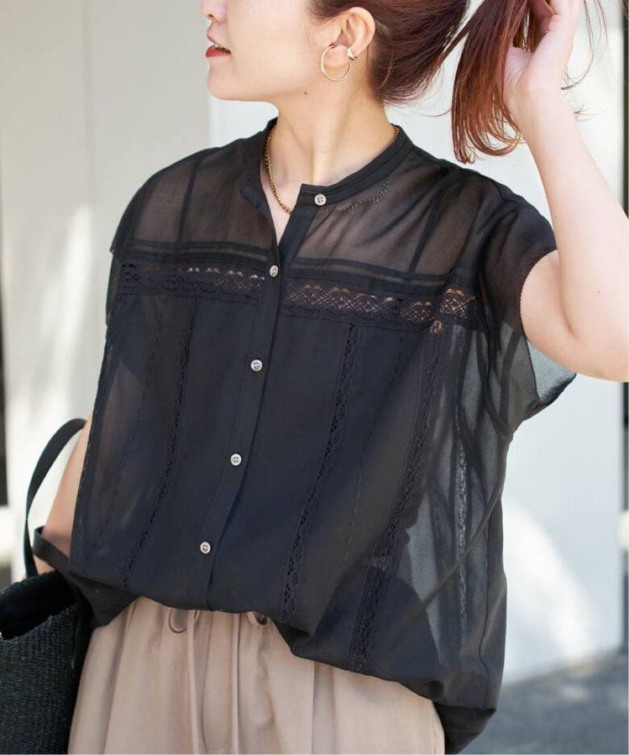 ブラウス シャツ COローンフレンチレースブラウス レディース