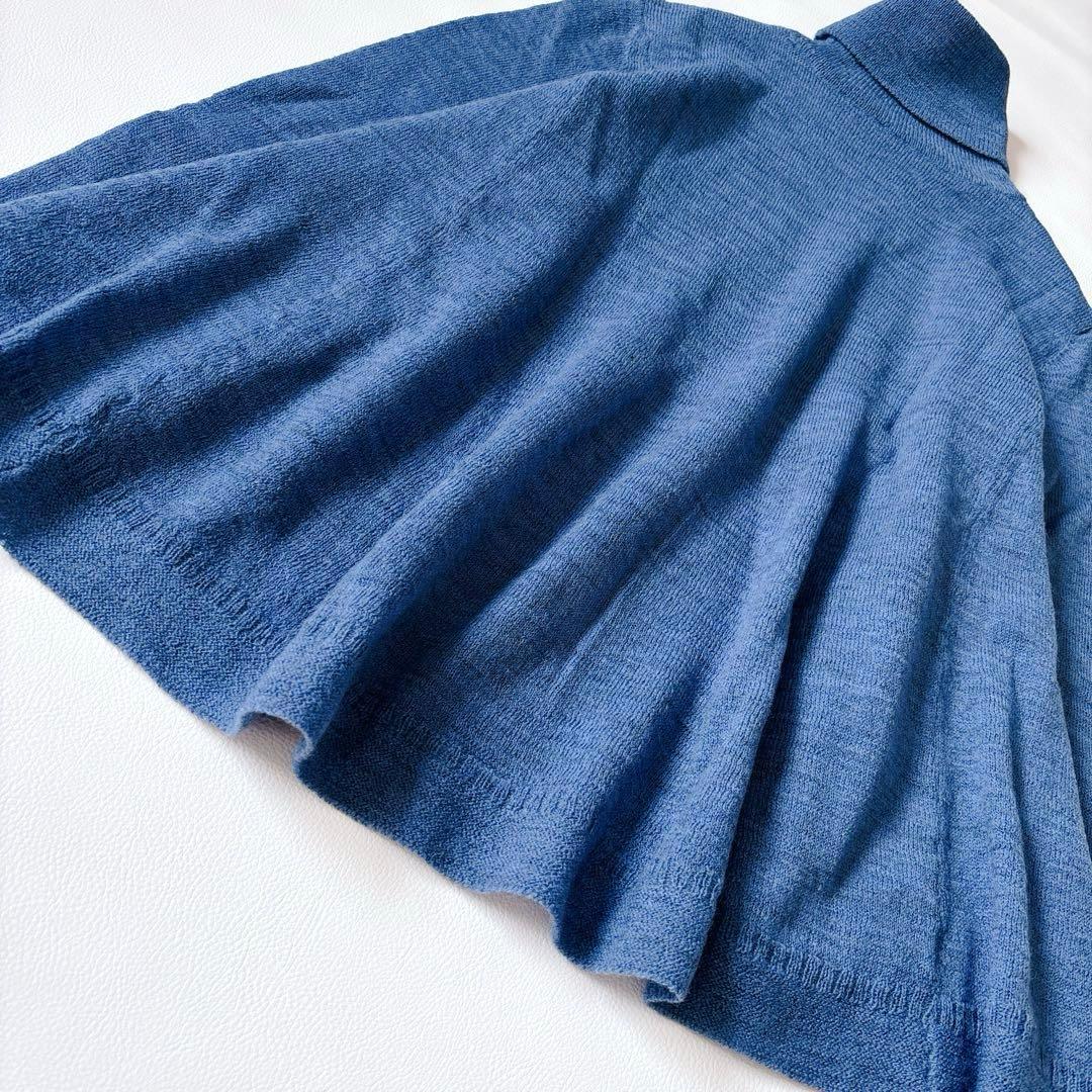 未使用級♡45R アルル超ガーゼのフレアータートルネックＴシャツ ウール ブルー