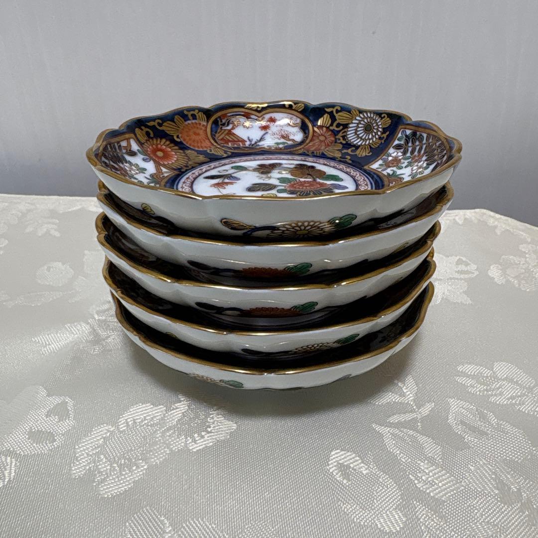其泉　有田焼　小皿　醤油皿　琳派古伊万里様式　金彩　5枚組