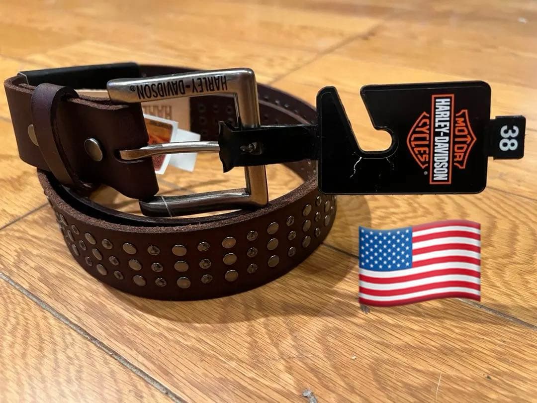 新品純正HARLEY-DAVIDSON スタッズ付きレザーベルト 38