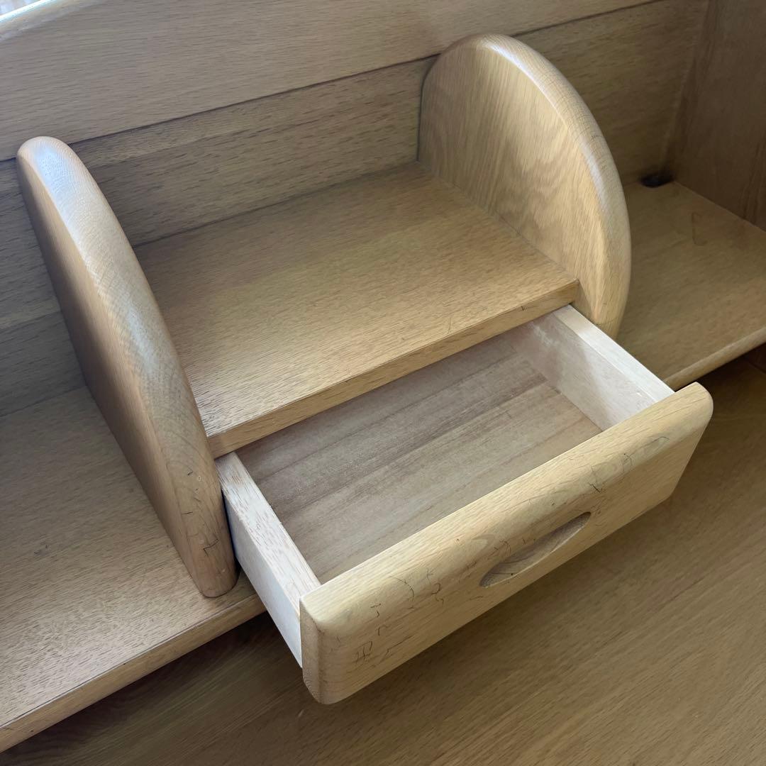 【引き取り限定】浜本工芸　木製学習机 上部棚、袖机、椅子付き