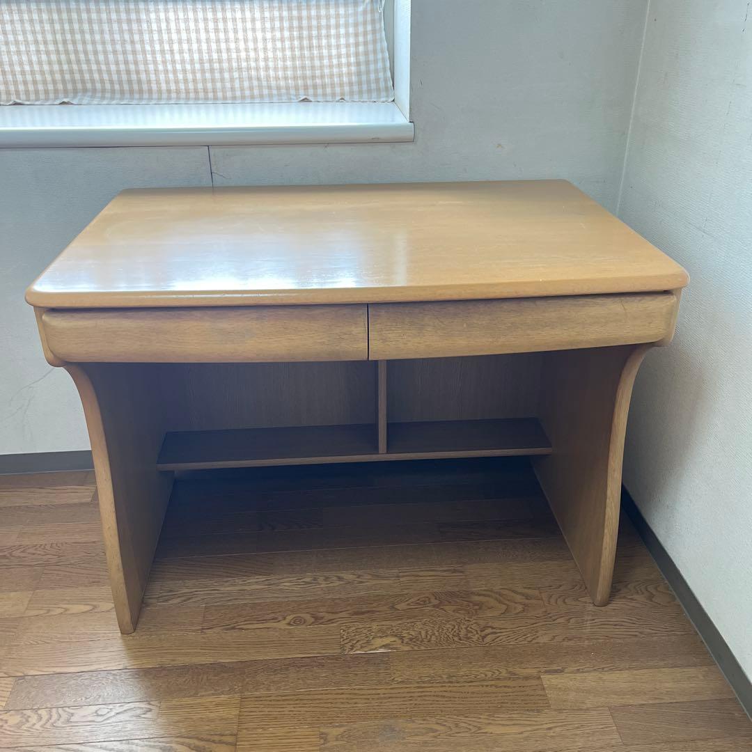 【引き取り限定】浜本工芸　木製学習机 上部棚、袖机、椅子付き