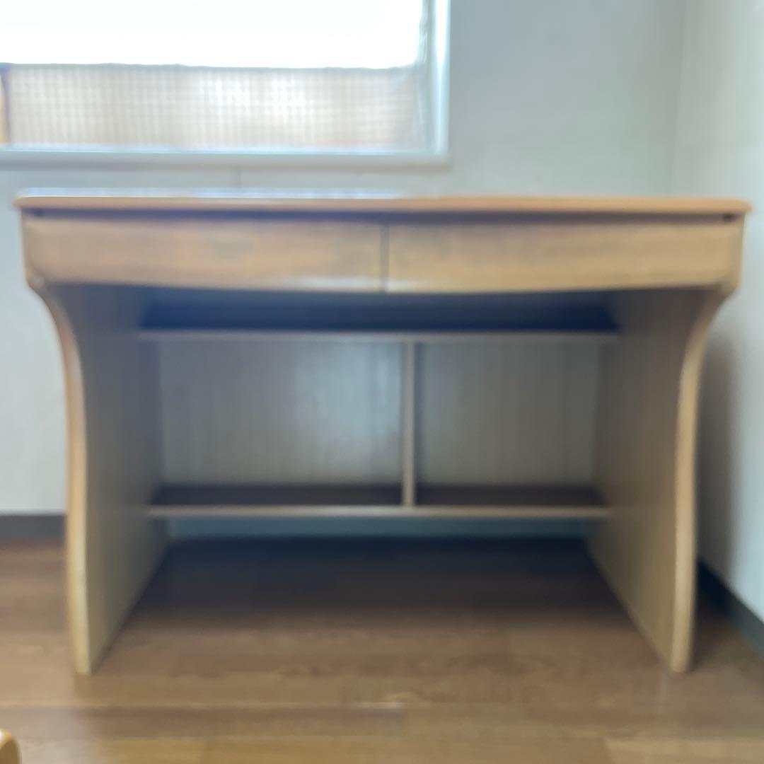 【引き取り限定】浜本工芸　木製学習机 上部棚、袖机、椅子付き