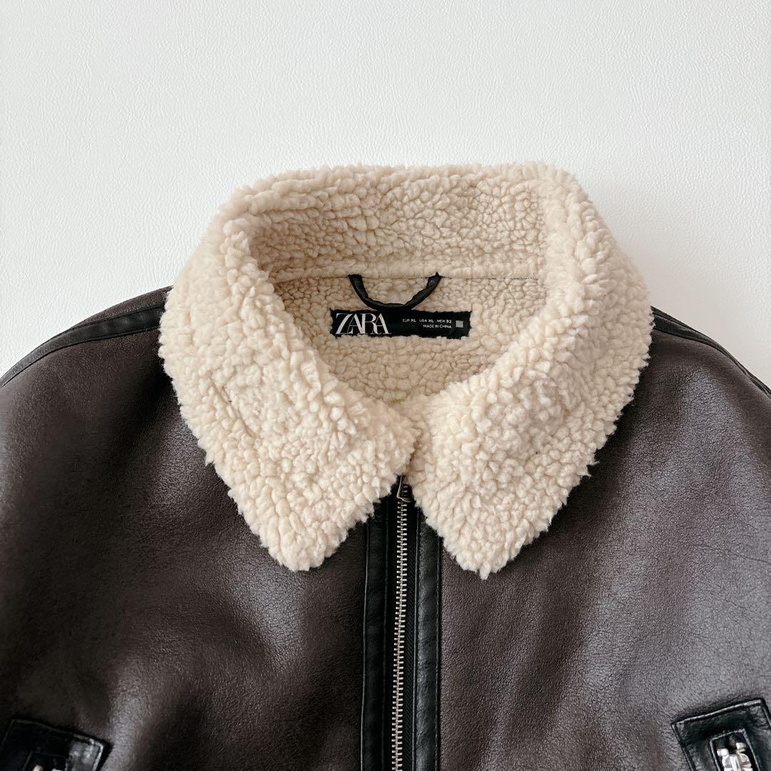 美品✧︎ZARA 大きいサイズ フェイクレザージャケット ボア ムートン XL