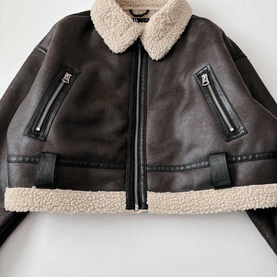 美品✧︎ZARA 大きいサイズ フェイクレザージャケット ボア ムートン XL
