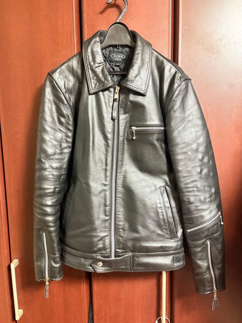 ホーンワークス コルセア 襟付きシングルライダース Lサイズ バッファロー