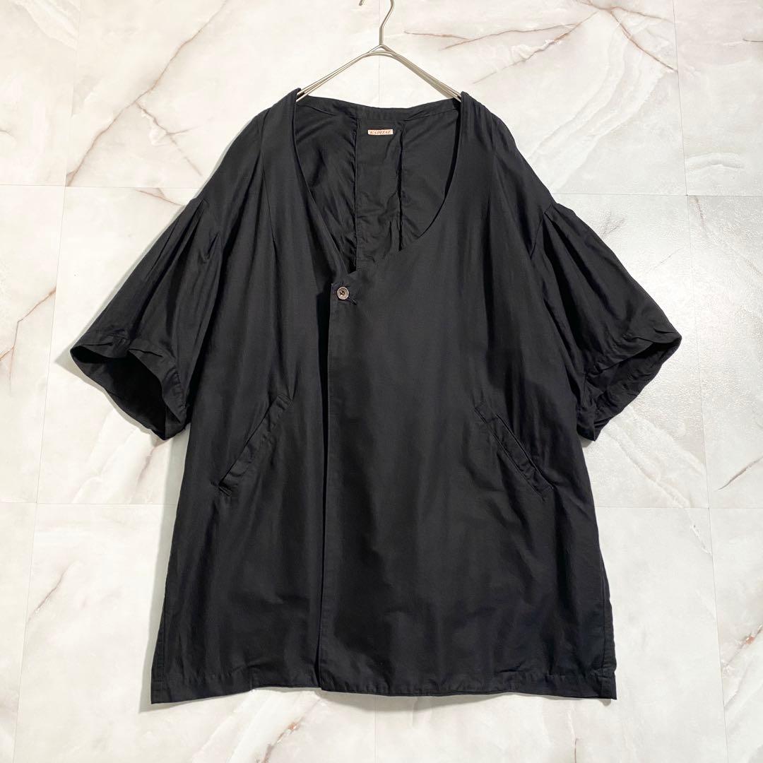 A17192 美品 キャピタル バックギャザーカシュクールブラウス 黒 1
