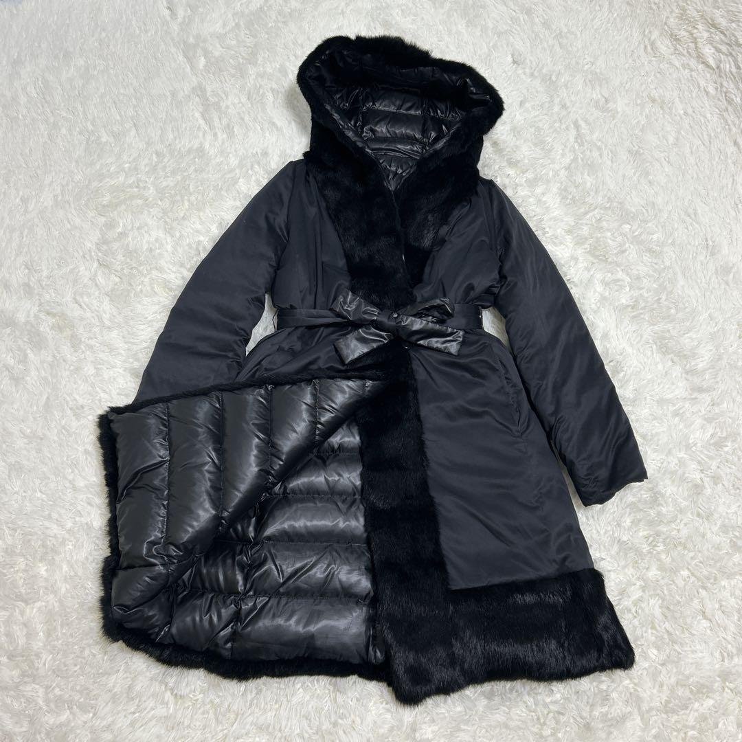 【美品】theory luxeダウン リバーシブル Aライン ファー フードL