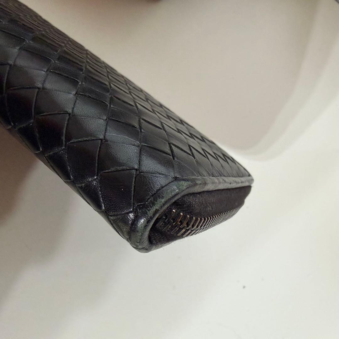 ボッテガヴェネタ イントレチャート レザー ラウンドファスナー 長財布