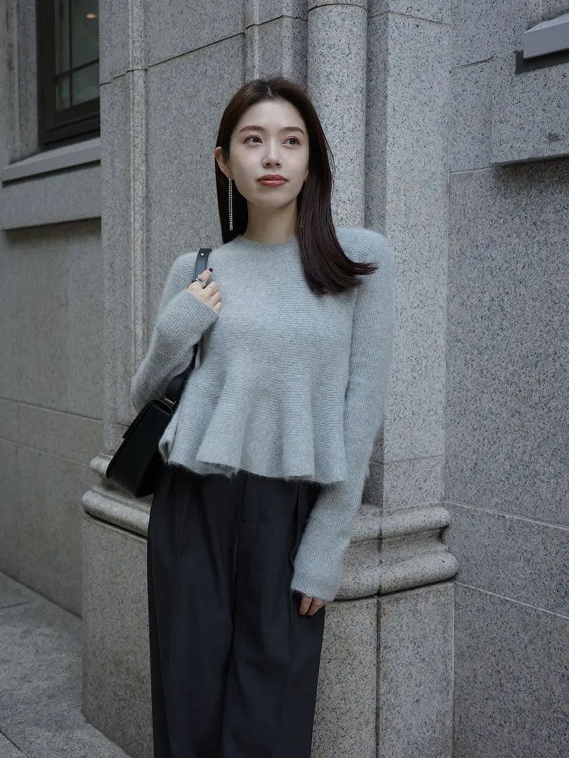 希少色！今季完売品✨anuans ペプラムショートニットトップスsize1グレー